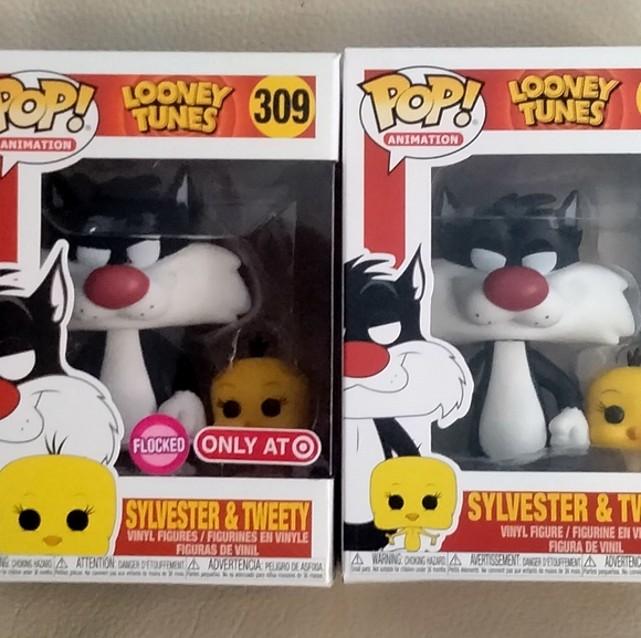 LOONEY TUNES 2 FUNKO POPS! Sylvester+Tweety (FLOCKED Target 🎯 Exclusive/Common) - Picture 2 of 9